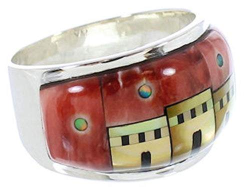 Native American Design Silver Multicolor Ring Size 5-3/4 MW73889